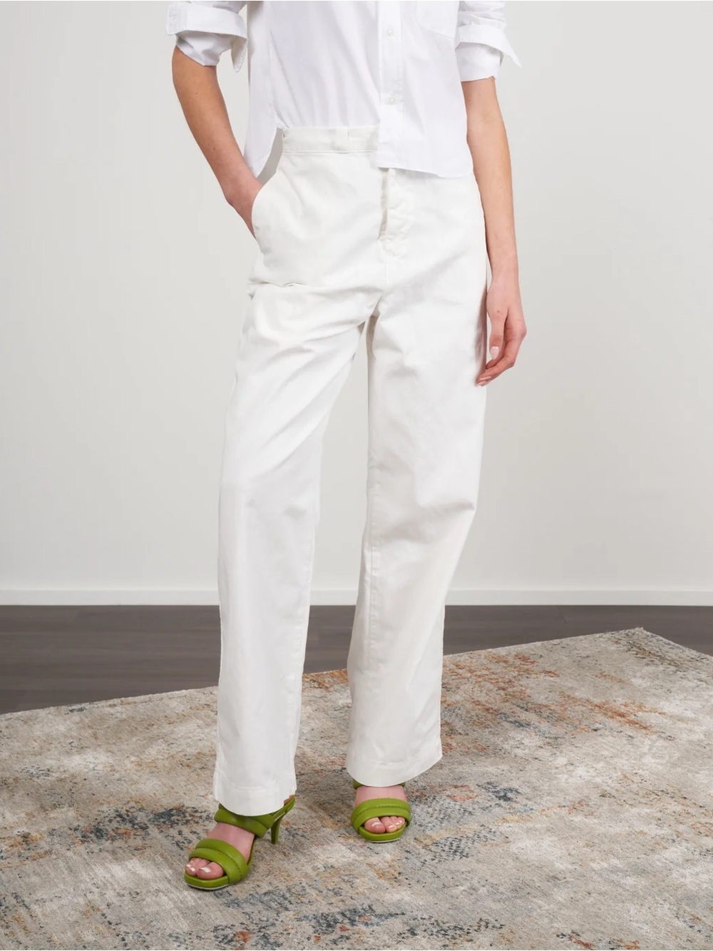 New B SIDES Chino Relaxed Straight Leg Pants Tile White NWT Casual Women’s 30
